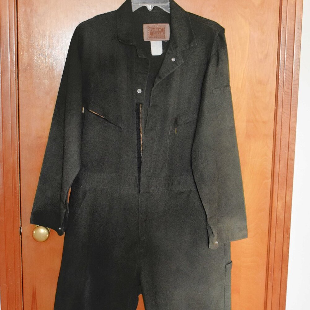 Men's Field & Forest Coveralls, Dark Olive withFront Snap and Zipper